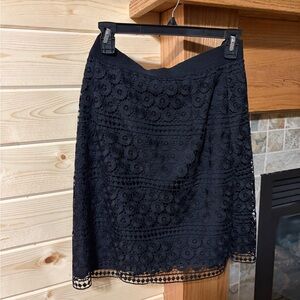LOFT Black Lace A-Line Skirt